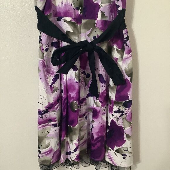 Vintage Y2K Purple Floral Dark Feminine Romantic Emo Scene Babydoll Dress Sz 7 - Picture 10 of 13